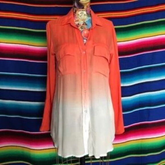 Anthro Cloth & Stone Night Fade Ombre Button Down - Picture 4 of 8